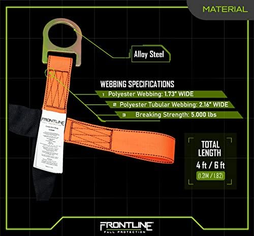 Frontline COS06R Concrete Embed Anchor Strap with D-Ring End 6' | ANSI & OSHA Compliant | Pour-in Disposable Anchor | 310 lbs. Capacity | Color Orange/Black (Pack of 150) - Image 4