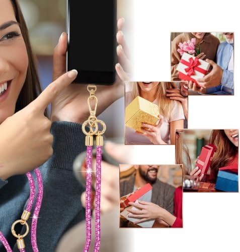 Phone Lanyard Crystal Phone Strap Crossbody, Plum - Image 5