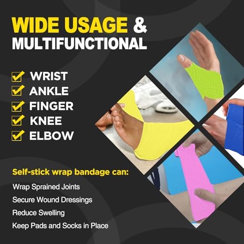 OK TAPE 12 Rolls Self Adhesive Bandage Wrap, Cohesive Elastic Athletic Tape - Image 3