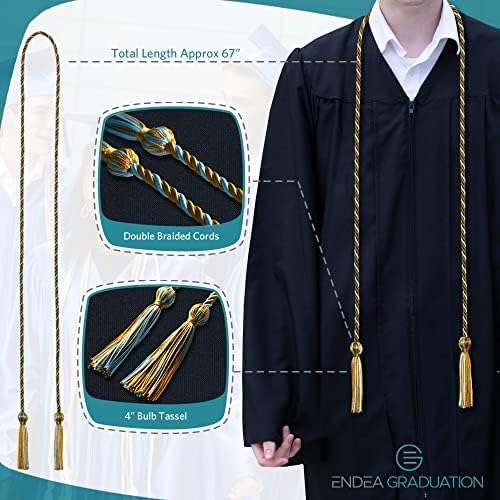 Endea Graduation Single Honor Cord Two-Color (Gold/Light Blue) - Image 3