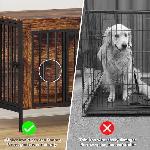 EasyCom 55.12" Dog Crate Furniture for 1 or 2 Dogs, 0-20 Pounds, Brown - Image 7