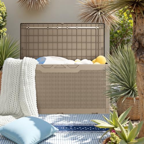 JUMMICO 100 Gallon Resin Deck Box, Waterproof Outdoor Storage Box - Image 5
