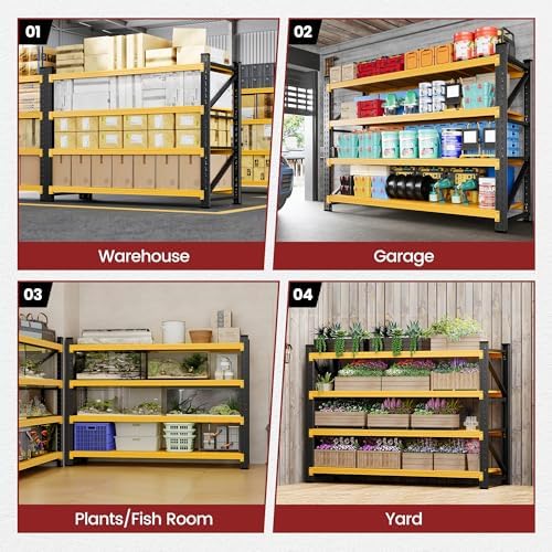 60" Wide Storage Shelves, 5000LBS Garage Shelving Heavy Duty, Standing Shelf Units, 4 Tier Metal Adjustable Storage Shelving Rack for Shop Warehouse Basement, 60'' W x 24''D x 70'' H - Image 6