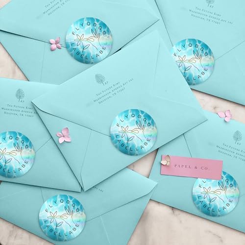 2 Inch 500 Pcs Holographic Thermal Stickers, Rainbow Glitter Finish, Water-Proof & Tear-Resistant Label, for Logo Design, Price/Name Tag, Barcode, DIY Custom, Aurora Ocean Blue, 500 Labels/Roll - Image 4