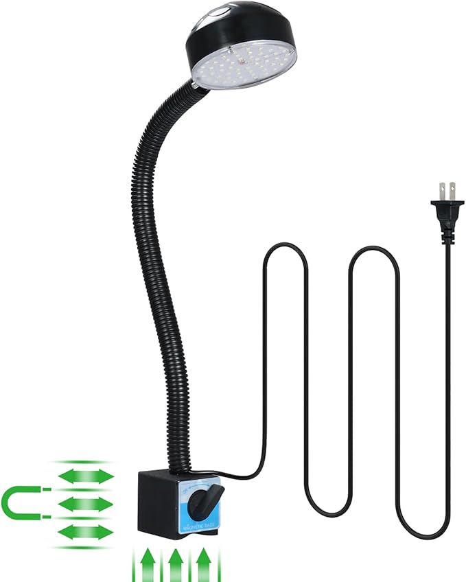 LED Magnetic Work Light with Flexible Gooseneck, 20W 2000 Lumens 6500K 110V US by Xapolu