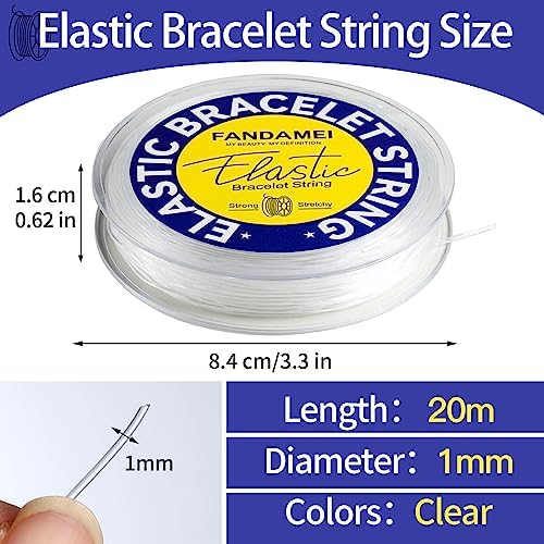 FANDAMEI 1mm Elastic Bracelet String Cord, Crystal Stretch Bead Cord for Bracelets Jewelry Making, Clear Stretchy Elastic String for Beading, Transparent Thread for Bracelet Necklace Making - Image 2
