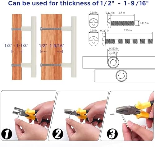 Ravinte Cabinet Handles,5" Length,3" Hole Center,White,40 Pack - Image 4