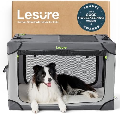 Lesure Today Show Soft Collapsible Dog Crates for Large Dogs, 36in Grey by Lesure