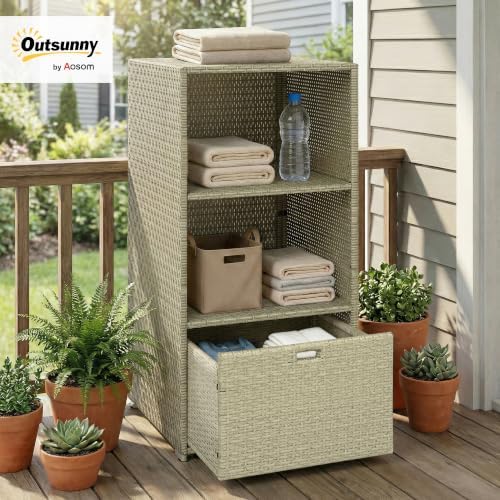 Outsunny Valet Pool Towel Rack Waterproof Hot Tub Organizer Gray - Image 2