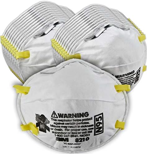 3M Personal Protective Equipment Particulate Respirator 8210, Pack of 160, N95, Disposable, NIOSH APPROVED, Smoke, Dust, Grinding, Sanding, Sawing, Sweeping by 3MIndustrial