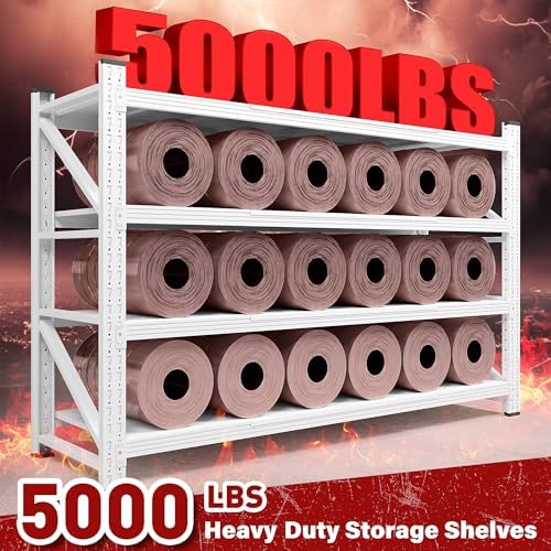SISESOL 5000LBS Heavy Duty Garage Shelving Units,60" Wide & Deep Storage Shelves,White Metal Garage Shelves,Large Storage Rack,Steel Shelf,Industrial Shelving for Shop,Warehouse,60" W x 24" D x 70" H - Image 3