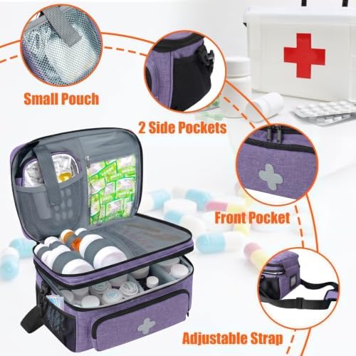 GDNasist Medicine Storage Bag, Medical Bag Pill Bottle Organizer Empty - Image 5
