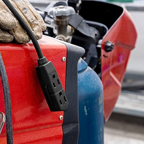 GE 3-Outlet Flat Extension Cord 25 Ft Grounded Extension Cord with Multiple Outlets 3 Prong Outlet Extender Flat Plug Power Strip Indoor Extension Cord 16 Gauge UL Listed Black 69921 - Image 5