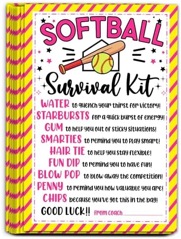 Softball Survival Kit Gift Tags, Softball Gift Label, You're a Home Run Valentine Favor Tags for School Class and Team -KAB05 by HandEasy