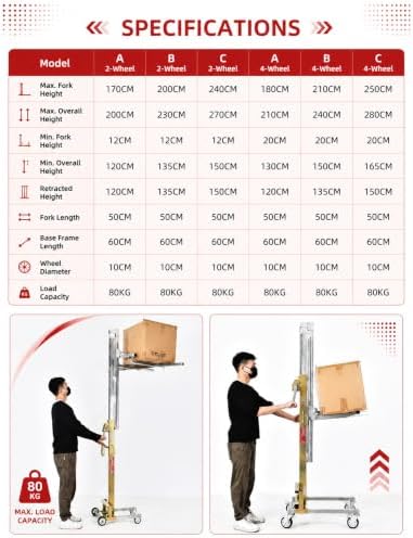 Portable Material Lift, Manual Winch Stacker with Forks for Warehouse - Image 6