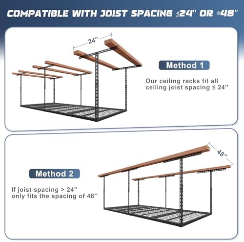 4X8FT Overhead Garage Storage Rack 750LBS Capacity, 26"-40" Height Adjust - Image 6