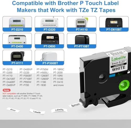 6mm Label Tape Replacement for Brother P Touch TZe-211 TZe211 TZe TZ Tape - Image 3