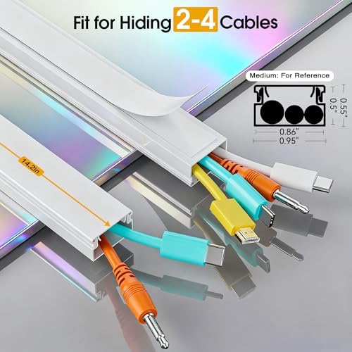425in TV Cord Hider Wall, Cord Covers for 2-3 Wires on Wall, Easier Set-up Cable Hider Wire Covers for Cords on Wall, Paintable Cable Cover Management to Hide TV Wires, W0.95 H0.55in, White - Image 2