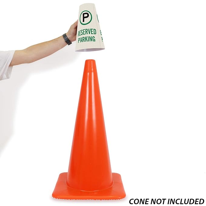 SmartSign “Reserved Parking” Bright Reflective Cone Message Sleeve - Image 5