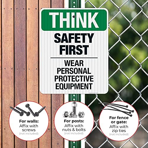 Think Safety First Wear Personal Protective Equipment Sign, - Image 4