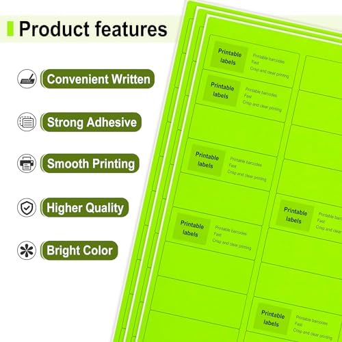 L Liked 1" x2-5/8 Fluorescent Green Labels 900 Labels 30 Sheets (Pack of 2) - Image 2