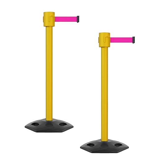 Montour Line MSR760 Set of 2 Retractable Belt Barrier Stanchion, Rubber Base by Montour+Line