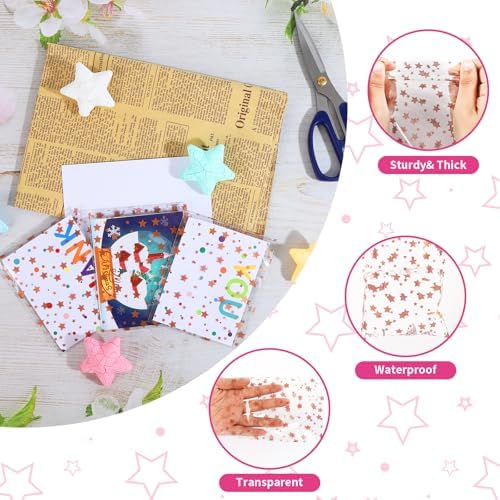 COQOFA 100 Pcs 4x 6 In Star Self-Sealing Cellophane Treat Bag, Clear Cookie Candy Bags Resealable Cellophane Gift Goodie Bag OPP Plastic Party Favor Bags for Bakery,Wedding,Birthday,Baby Shower ,Self Adhesive for Packaging (Rose Gold) - Image 3
