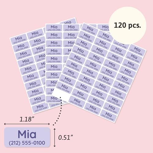 TeddyLabels - Clothing Labels for Nursing Home (120) – Self-Adhesive Name Tags for Clothes and Personal Items. Personalized Labels for Daycare, Nursing Homes, and Laundry Use - Light Purple - Image 6