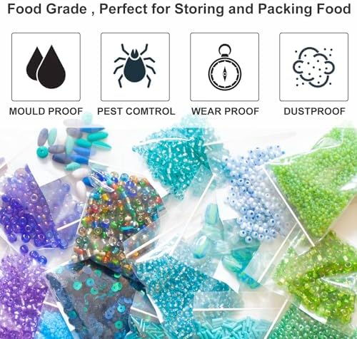 3''x 3'', (Pack of 100) 2 mil Thick Clear Plastic Reclosable Zip Poly with Resealable Lock Seal Zipper, Clear Small Zip, Jewelry, Candy, Storage, Packaging & Shipping… - Image 6
