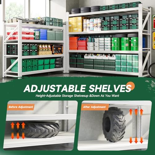 Letaya 71.3" W Metal Storage Shelves,5000LBS Heavy Duty Garage Shelving Units, 4 Tier Adjustable Utility Rack Shelf,Large Industrial Shelves,for Shop,Warehouse,Basement (71.3" W x 24" D x 70" H) - Image 4