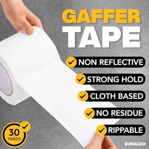 Gaffers Tape (4"x30 yards) Heavy Duty, Easy Rip, No Residue | White - Image 3