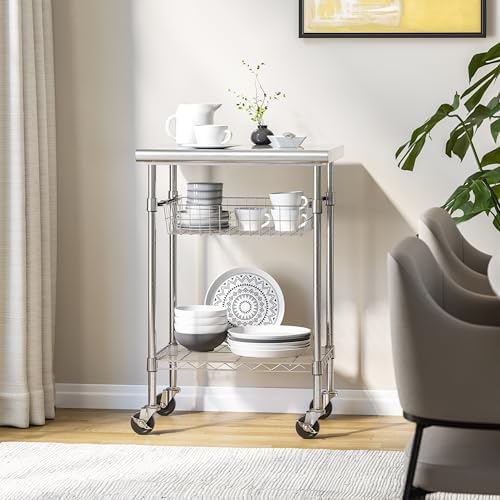 Stainless-Steel Commercial-Grade NSF-Certified Prep Table Cart, 24"W x 20"D - Image 2