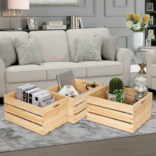 Extra Large Pine Wood Crates For Storage, Vinyl Records Storage Crates,The Storage Crates Are Made Of Pure Natural Solid Wood,Exuding Natural Pine Flavor,Unfinished Wooden Crates For Display . (1) - Image 5