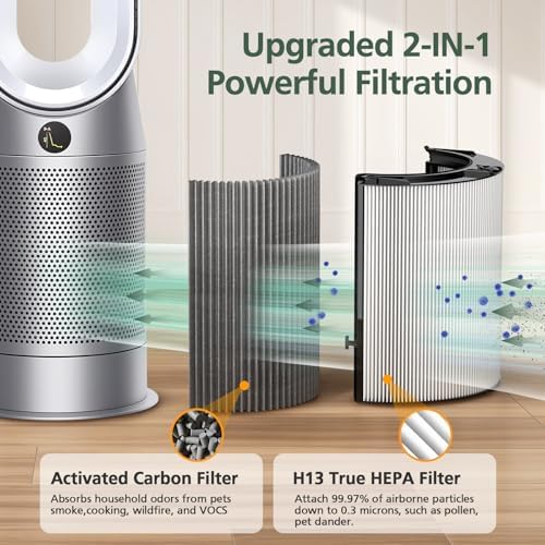 2 Pack 360° Combi 2 in 1 HEPA + Carbon Filter for Dyson TP04 HP04 TP07 TP06 HP06 TP4A TP7A PH02 PH01 PH03 PH04 PH3A HP09 TP09 HP07 HP10 TP10 HP4A HP7A DP04 Air Purifi-er, HEPA Carbon Filter #965432-01 - Image 7