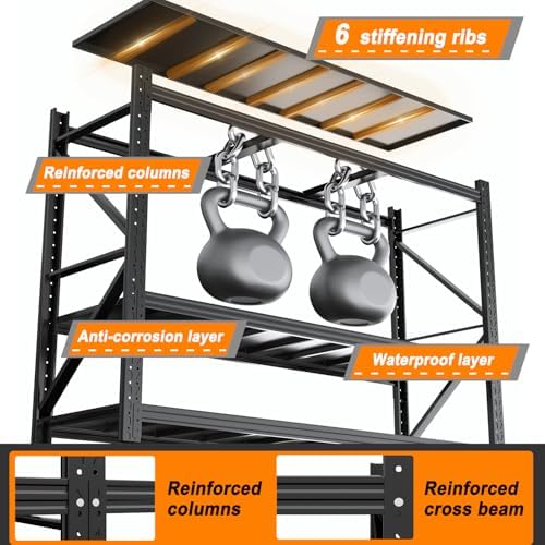 Heavy Duty Warehouse Shelving 4-Tier Industrial Steel Storage Shelves, 2600LB Capacity Per Shelf, Adjustable Shelves for Garage/Factory/Commercial Use (Black, W71*D24*H71) - Image 3