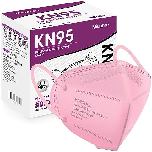 Miuphro 50 Pack Cup Dust Safety Disposable Masks, KN95 5-Layer Foldable Masks by Miuphro