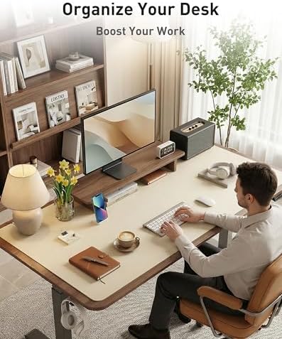 Aothia Faux Leather Desk Mat - Large Mouse Pad, Non-Slip PU Leather Blotter, Waterproof Writing Surface for Office and Home (Beige, 40" x 24") - Image 3