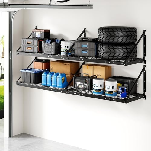 FLEXIMOUNTS 4-Pack 2x4 ft Wall Shelving Garage Storage Rack, Black by FLEXIMOUNTS