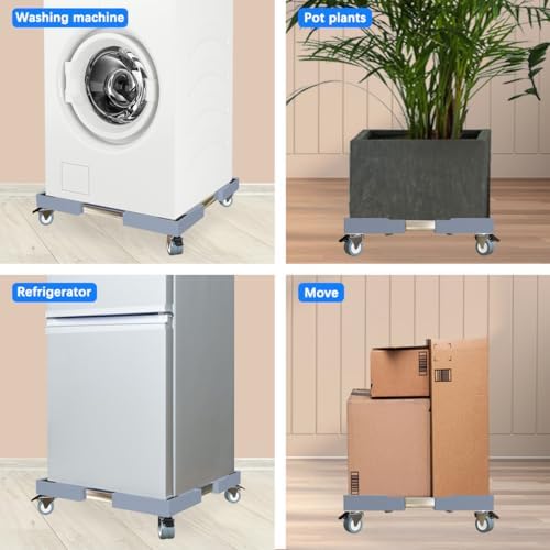 Appliance Dolly Cart with 4 Locking Wheels Mini Fridge Stand Adjustable 16"-26" Universal Mobile Roller for Portable Washer, Dryer, Refrigerator, Furniture, Grey - Image 6