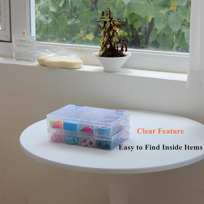 BangQiao 6 Pack Fixed 12 Grids Clear Plastic Storage Divider Box - Image 5