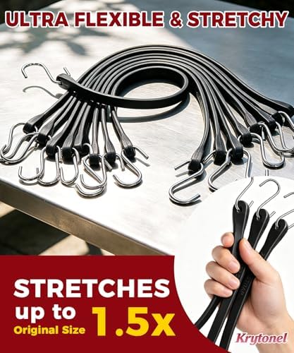 10" 15" 21" 31" Bungee Cords with Hooks Heavy Duty 20 Pack – EPDM Rubber UV Resistant, Assorted Sizes, Tarp Straps Tie Down for Truck, Towing, Construction, Marine, Trailer - Image 2