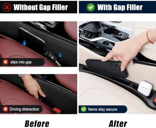 Car Seat Gap Filler Organizer 2 PCS Black Universal Seat Gap Plug Blocker Anti-Drop Console Catcher Phone Keys Storage for Car Truck SUV Auto Accessories Style2 - Image 3