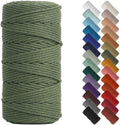 NOANTA Olive Green Macrame Cord 3mm x 220yards, Cotton Rope Macrame Yarn by NOANTA