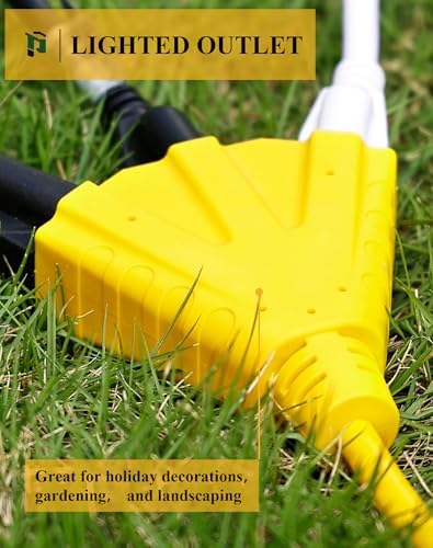 PLUGTUL 10FT Outdoor Extension Cord with Multiple Outlets | 14 Gauge, 3-Outlet, SJTW, 15A 14AWG 1875W SJTW, ETL Listed - Great for Garage, Garden and Home, Yellow - Image 5