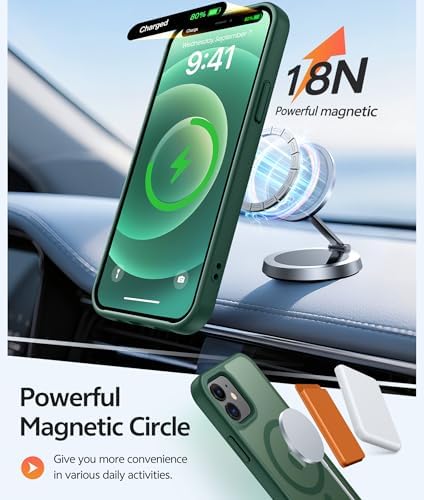 FNTCASE for iPhone 13 Mini/iPhone 12 Mini Case, Fit for Magsafe, Green - Image 3