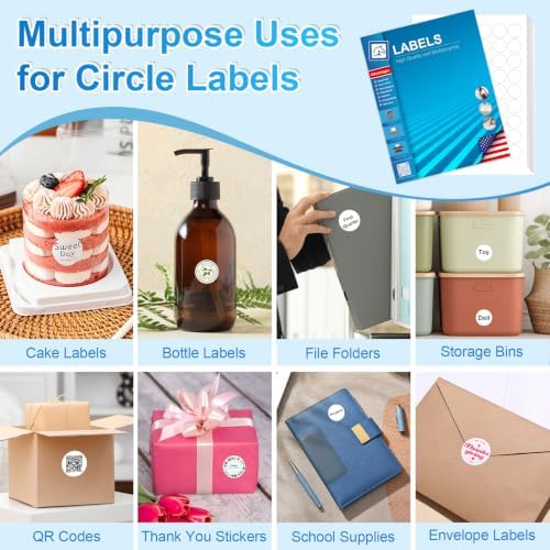1" Round Labels, Printable for Laser & Inkjet, 1575 Labels, 25 Sheets - Image 4