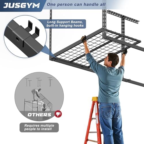 3X8FT Overhead Garage Storage Rack 750LBS Capacity, 26"-40" Height Adjust - Image 4
