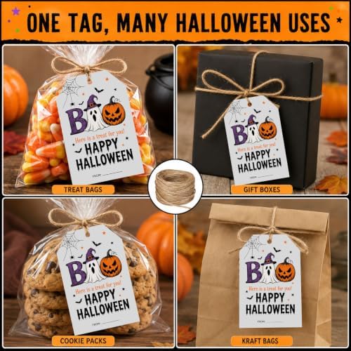 Halloween Gifts Tags, Happy Halloween Tags for Goodie Bags with Twine - Image 5