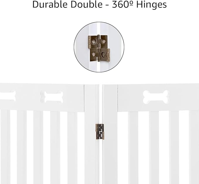 unipaws 29.5'H Free Standing Tall Wooden White Dog Cat Gate, Foldable Pet Fence - Image 7