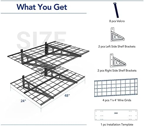 FLEXIMOUNTS 2 Pack 2x4ft Garage Shelving Wall Mounted Storage Rack, Black - Image 2